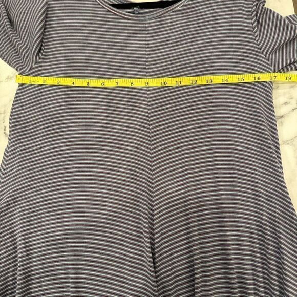 🌞 Toad & Co Daisy Rib Long Sleeve Swing Dress Size L Blue Red Stripe Pockets - Picture 4 of 7